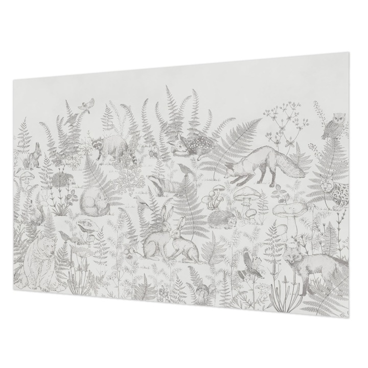 Fotótapéta Falra, Wallfluent, Erdei állatok, Szürke, 104 x 70 cm, Vlies, Élénk Színek, 010100060020000282739