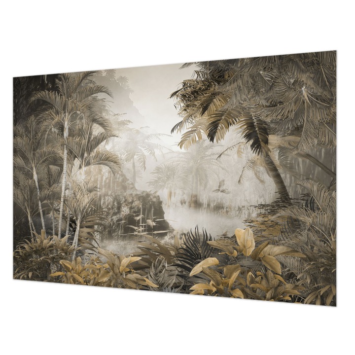 Tapéta Vlies Fali Dekoráció, Wallfluent, Trópusi erdő, Szürke, 104 x 70 cm, Nem Szőtt, Klasszikus, 010100060020000282780