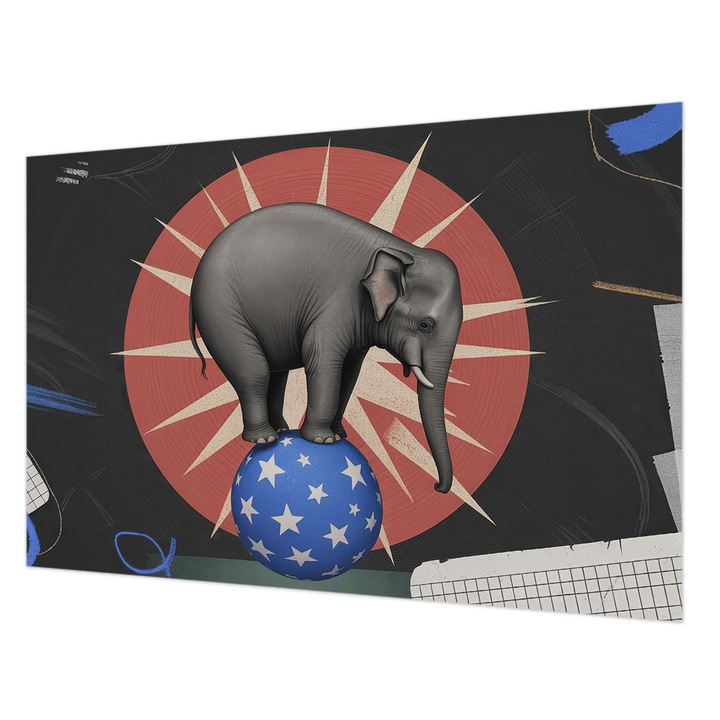 Tapéta Falra, Wallfluent, Cirkuszi elefánt, Fekete, 104 x 70 cm, Vlies, Modern Dizájn, 010100060020000284741