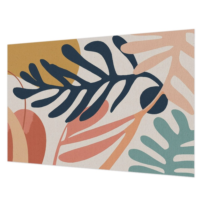 Tapéta Vlies Fali Dekoráció, Wallfluent, Leveles minták, Tengerészkék, 104 x 70 cm, Nem Szőtt, Élénk Színek, 010100060020000284792