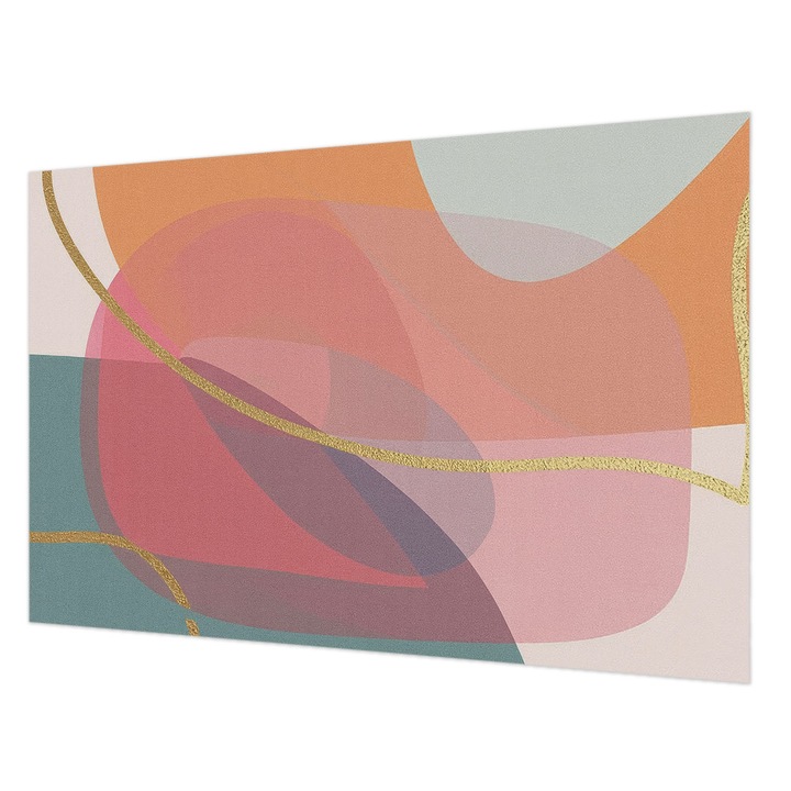 Tapéta Vlies Fali Dekoráció, Wallfluent, Színes formák, Narancssárga, 104 x 70 cm, Nem Szőtt, Nappaliba, Szobába, 010100060020000284808