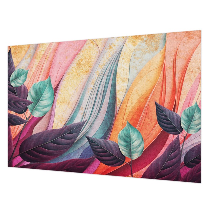 Tapéta Falra, Wallfluent, Absztrakt levelek, Lila, 104 x 70 cm, Vlies, Élénk Színek, 010100060020000284847