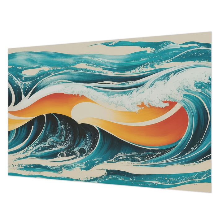 Tapéta Falra, Wallfluent, Absztrakt hullámok, Türkiz, 104 x 70 cm, Nem Szőtt, Erős Ragasztó, 010100060020000284856