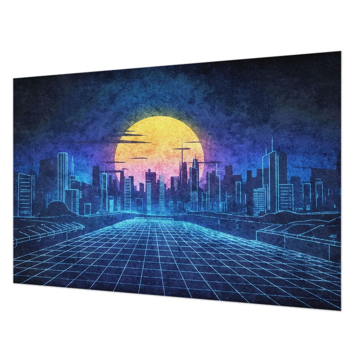 Tapéta Vlies Fali Dekoráció, Wallfluent, Futurisztikus táj, Kék, 104 x 70 cm, Nem Szőtt, Nappaliba, Szobába, 010100060020000284946