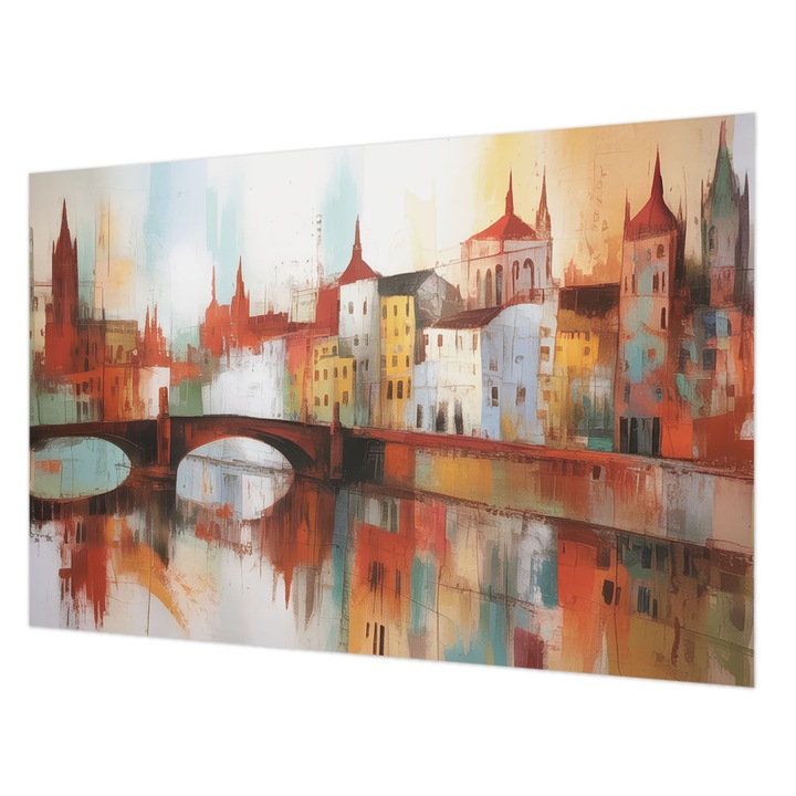 Tapéta Vlies Fali Dekoráció, Wallfluent, Városi tájkép, Narancssárga, 104 x 70 cm, Nem Szőtt, Nappaliba, Szobába, 010100060020000284947