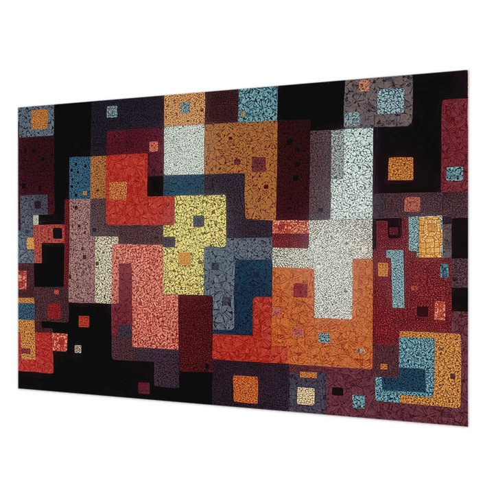 Tapéta Vlies Fali Dekoráció, Wallfluent, Színes formák, Fekete, 104 x 70 cm, Nem Szőtt, Könnyen Felszerelhető, 010100060020000284945