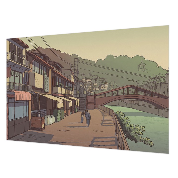 Tapéta Vlies Fali Dekoráció, Wallfluent, Pasztell tájkép, Barna, 104 x 70 cm, Nem Szőtt, Könnyen Felszerelhető, 010100060020000284944