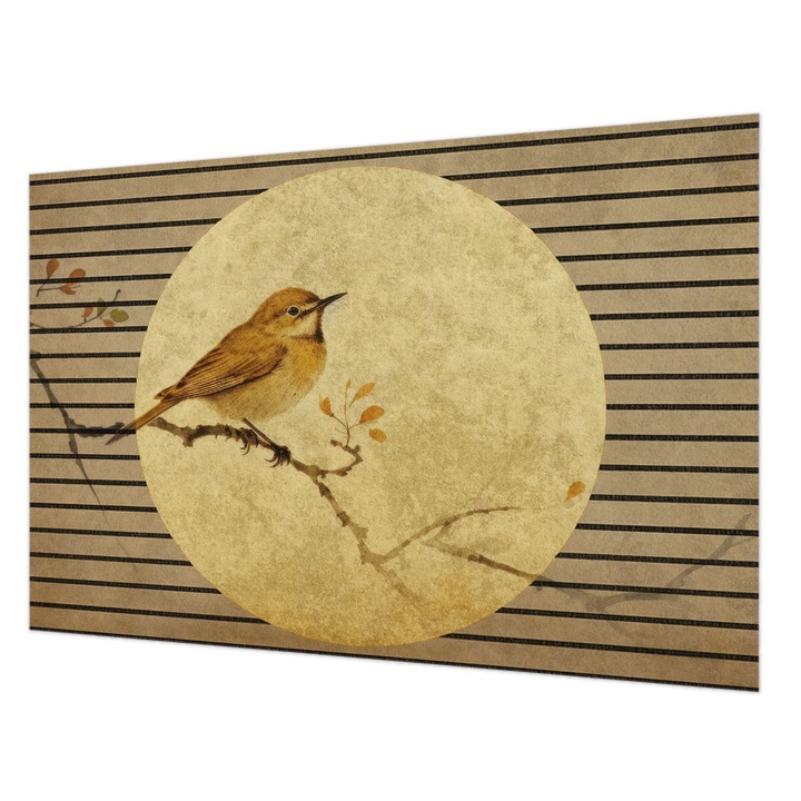 Tapéta Falra, Wallfluent, Harmónia madár, Fehér, 104 x 70 cm, Vlies, Könnyen Felszerelhető, 010100060020000285001