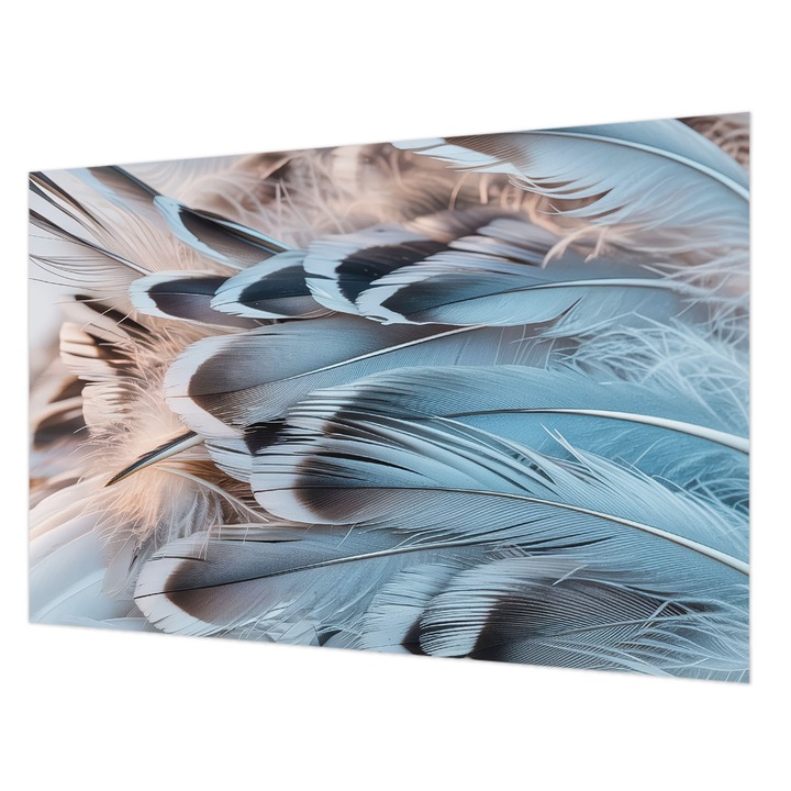 Dekor Tapéta, Wallfluent, Kék tollak, Fehér, 104 x 70 cm, Nem Szőtt, Öko, 010100060020000285067