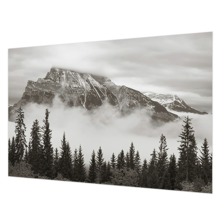 Tapéta Falra, Wallfluent, Hegyi táj, Fekete és fehér, 104 x 70 cm, Nem Szőtt, Könnyen Felszerelhető, 010100060020000285120