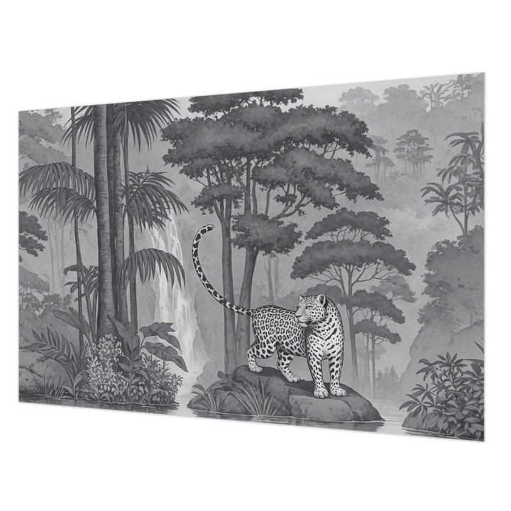 Tapéta Vlies Fali Dekoráció, Wallfluent, Trópusi dzsungel, Szürke, 104 x 70 cm, Nem Szőtt, Nappaliba, Szobába, 010100060020000285175