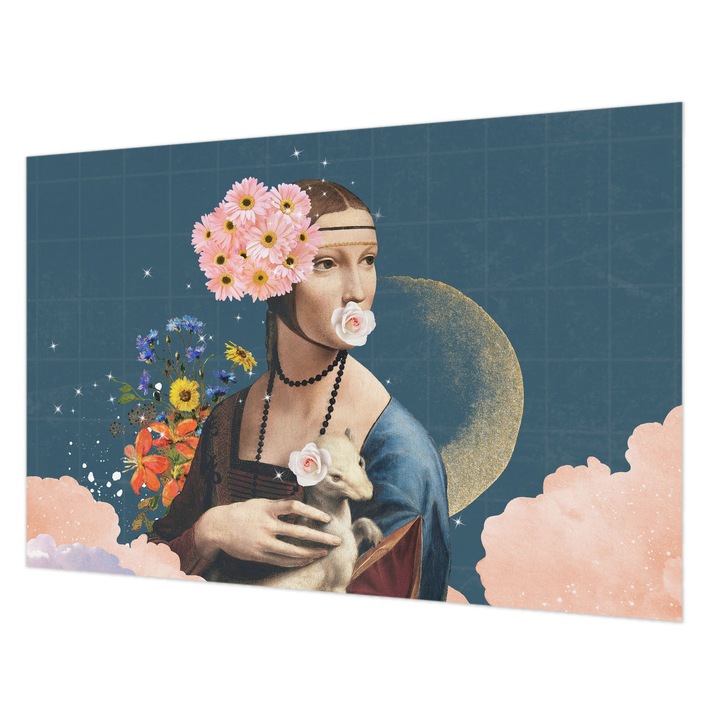 Dekor Tapéta, Wallfluent, Virágos elegancia, Kék, 104 x 70 cm, Nem Szőtt, Előszobába, Hálószobába, 010100060020000285209