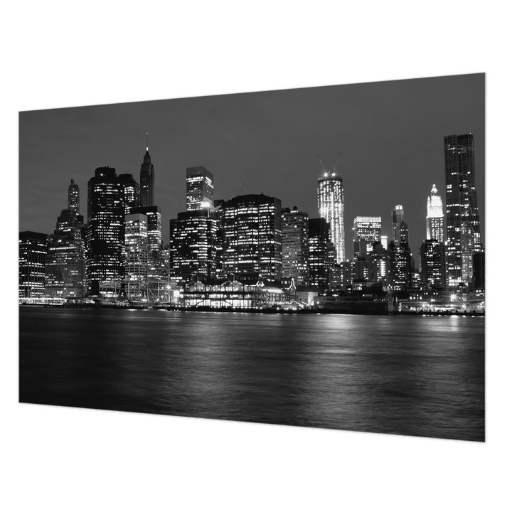 Fotótapéta Falra, Wallfluent, Éjszakai metropolisz, Fekete és fehér, 104 x 70 cm, Nem Szőtt, Erős Ragasztó, 010100060020000002142