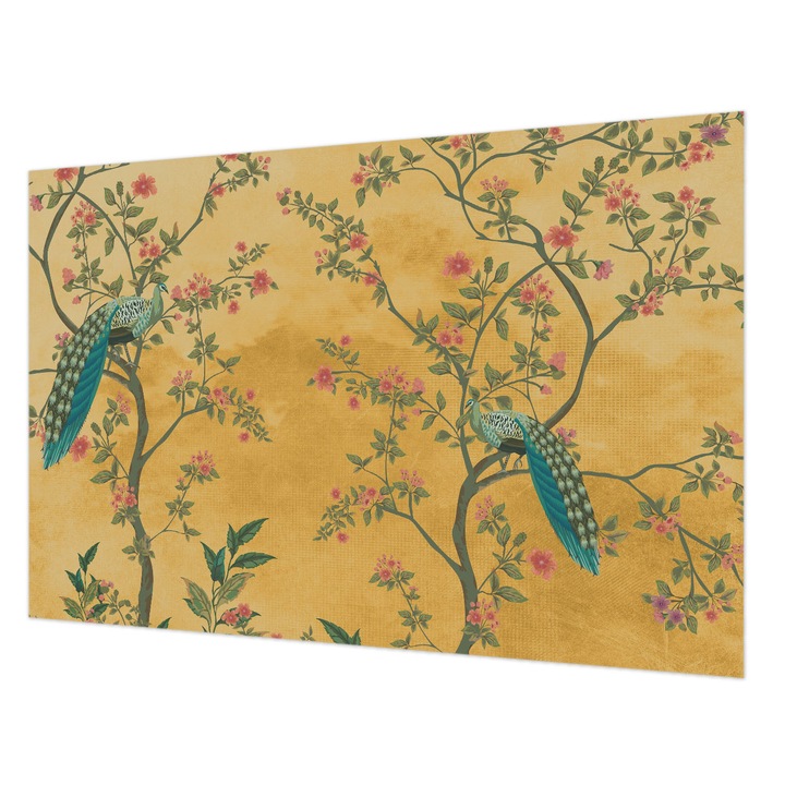 Dekor Tapéta, Wallfluent, Pávafák, Sárga, 104 x 70 cm, Nem Szőtt, Erős Ragasztó, 010100060020000285259