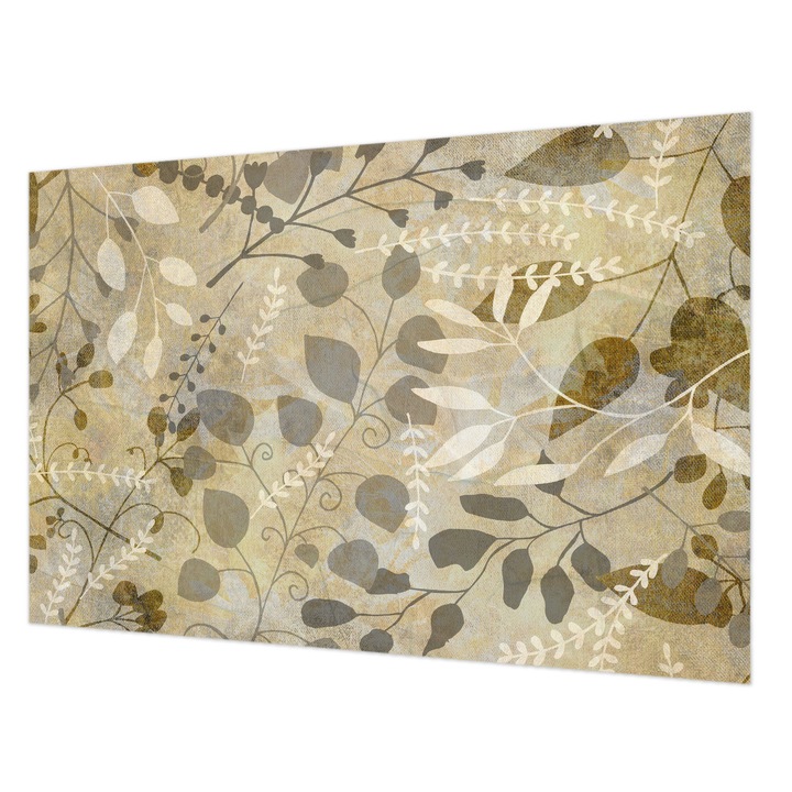 Dekor Tapéta, Wallfluent, Gally levelek, Bézs, 104 x 70 cm, Vlies, Modern Tapétatekercs, 010100060020000285260