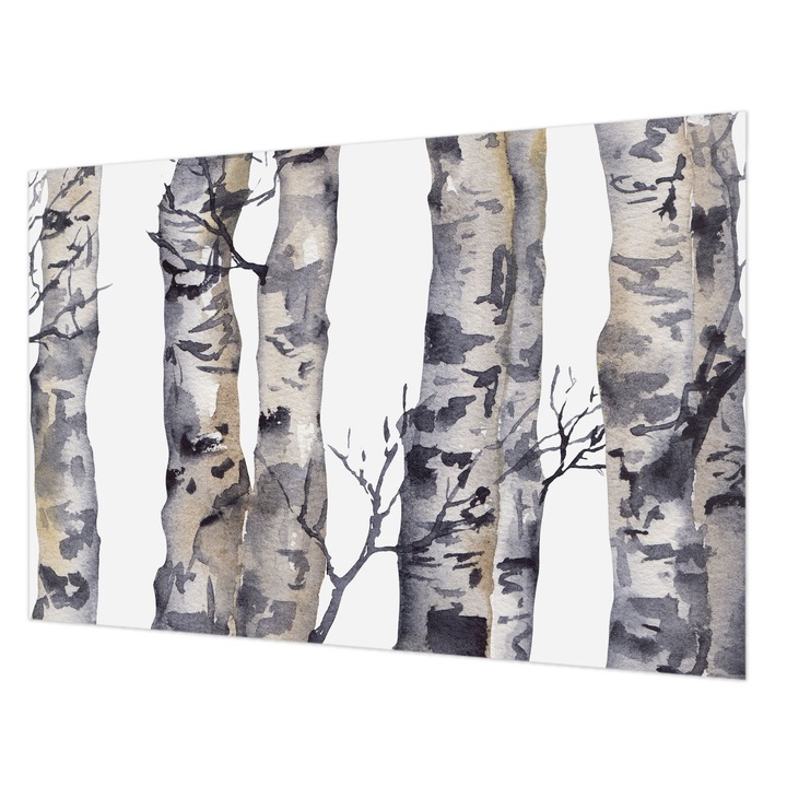 Dekor Tapéta, Wallfluent, nyárfaerdő, Szürke, 104 x 70 cm, Nem Szőtt, Modern Tapétatekercs, 010100060020000285261