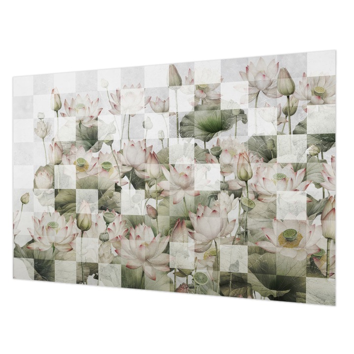 Tapéta Falra, Wallfluent, Lótusz minták, Fehér, 104 x 70 cm, Vlies, Stílusos, 010100060020000285276