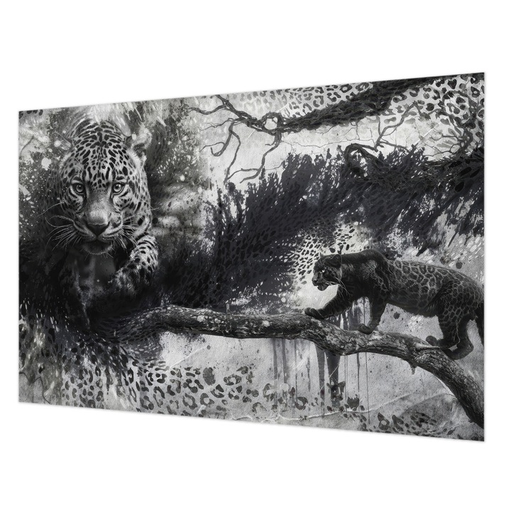 Tapéta Falra, Wallfluent, Absztrakt leopárdok, Fekete és fehér, 104 x 70 cm, Vlies, Öko, 010100060020000285279