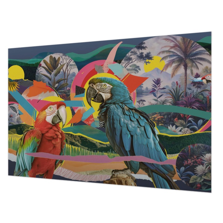 Tapéta Falra, Wallfluent, Egzotikus madarak, Kék, 104 x 70 cm, Nem Szőtt, Előszobába, Hálószobába, 010100060020000285304