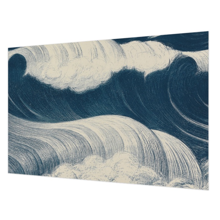 Tapéta Vlies Fali Dekoráció, Wallfluent, Tengeri hullámok, Tengerészkék, 104 x 70 cm, Nem Szőtt, Könnyen Felszerelhető, 010100060020000285353