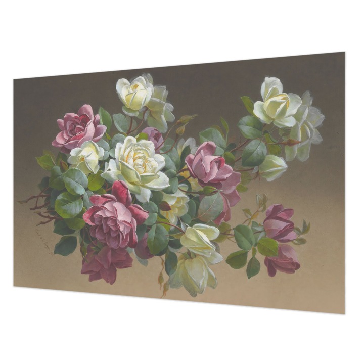 Tapéta Vlies Fali Dekoráció, Wallfluent, Virágos elegancia, Fehér, 104 x 70 cm, Nem Szőtt, Nappaliba, Szobába, 010100060020000285355