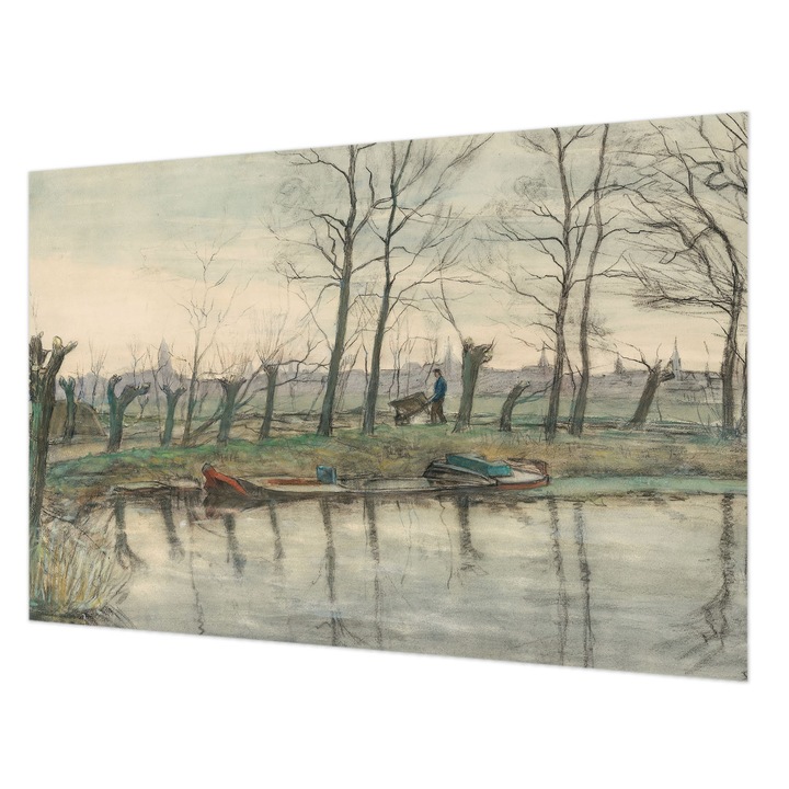 Tapéta Vlies Fali Dekoráció, Wallfluent, Téli táj, Szürke, 104 x 70 cm, Nem Szőtt, Klasszikus, 010100060020000285453