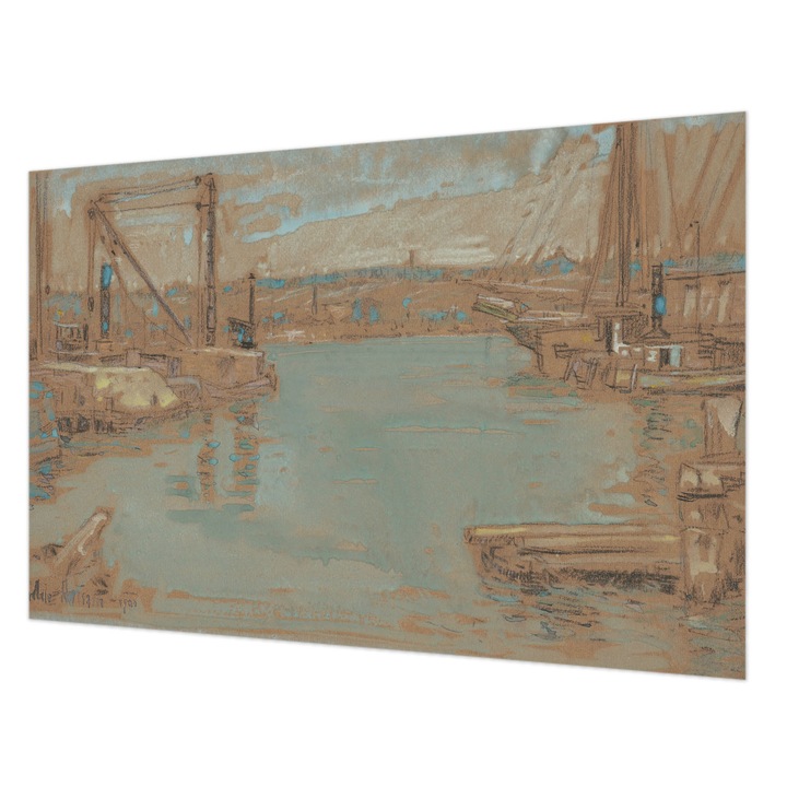 Tapéta Falra, Wallfluent, Kikötői kilátás, Barna, 104 x 70 cm, Vlies, Előszobába, Hálószobába, 010100060020000285516