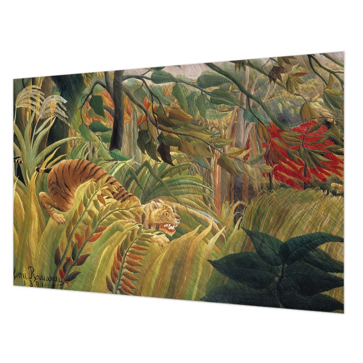 Fali Fotótapéta, Wallfluent, Tigru exotic, Verde, 104 x 70 cm, Art Deco, Pentru Birou, 010100060020000285646