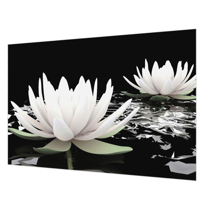 Dekor Tapéta, Wallfluent, Vízi virágok, Fehér, 152 x 104 cm, Vlies, Modern Dizájn, 010100060030000000696