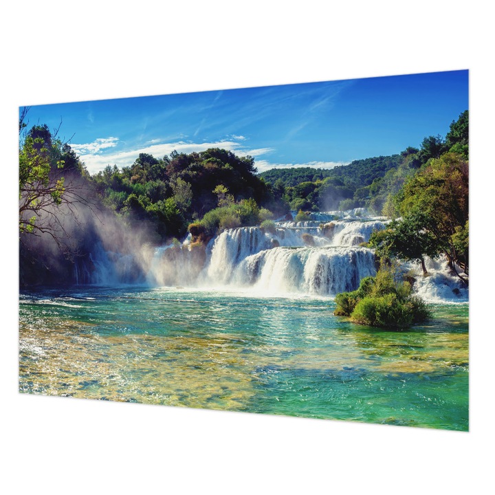 Tapéta Vlies Fali Dekoráció, Wallfluent, Vízesés táj, Kék, 152 x 104 cm, Nem Szőtt, Stílusos, 010100060030000007681