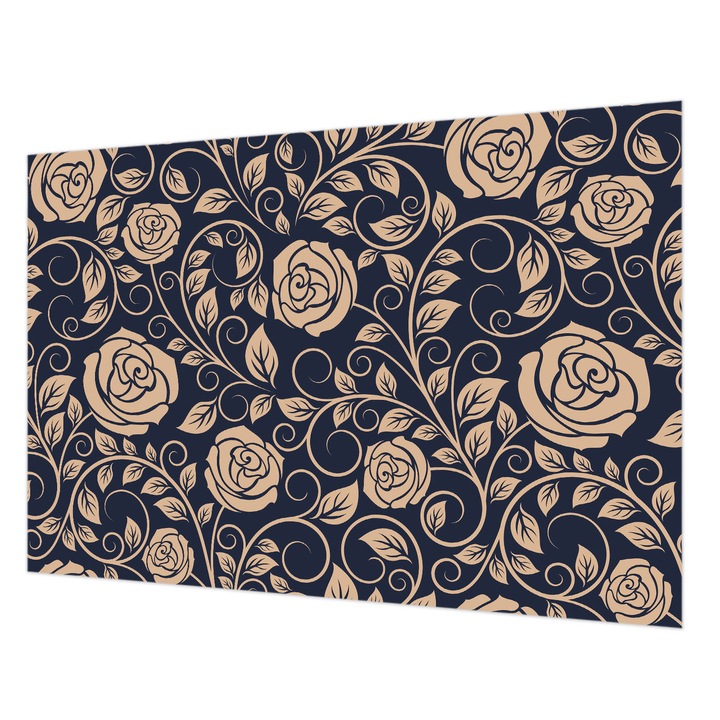 Tapéta Falra, Wallfluent, Romantikus virágok, Tengerészkék, 152 x 104 cm, Nem Szőtt, Stílusos, 010100060030000012886
