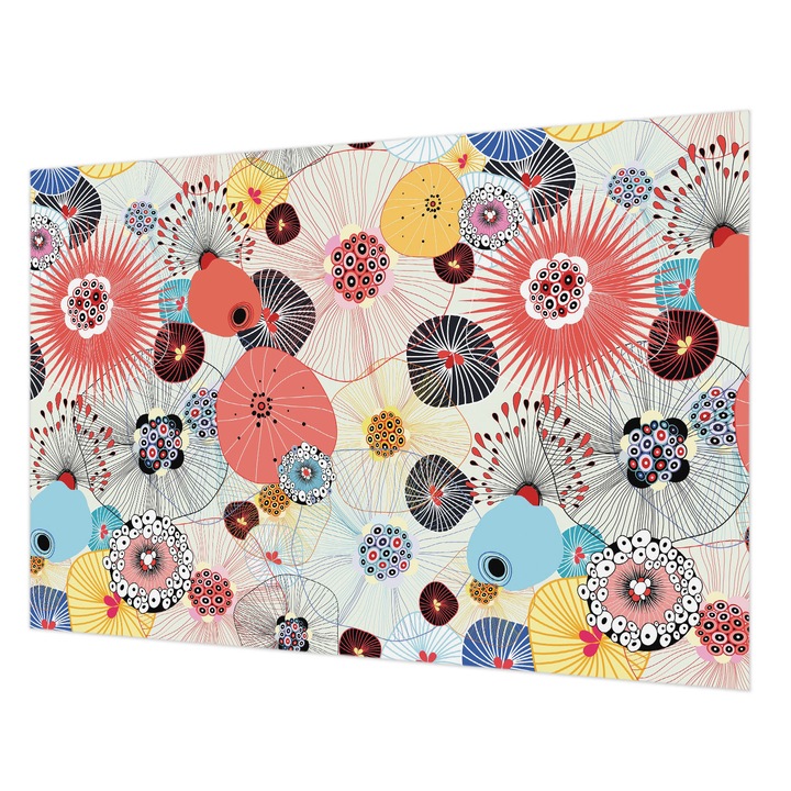 Tapéta Falra, Wallfluent, Színes virágok, Piros, 152 x 104 cm, Nem Szőtt, Élénk Színek, 010100060030000012937