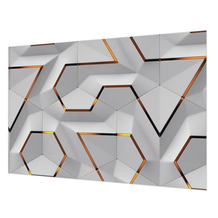 Tapéta Falra, Wallfluent, Háromdimenziós minták, Fehér, 152 x 104 cm, Nem Szőtt, Dekoráció, 010100060030000056595