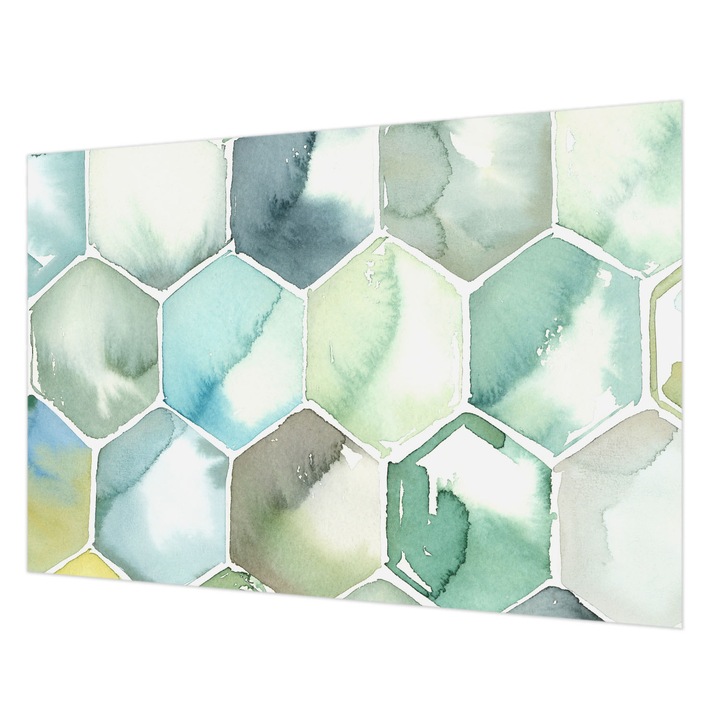 Fotótapéta Falra, Wallfluent, Pasztell hatszögek, Zöld, 152 x 104 cm, Vlies, Fali Dekoráció, 010100060030000077384