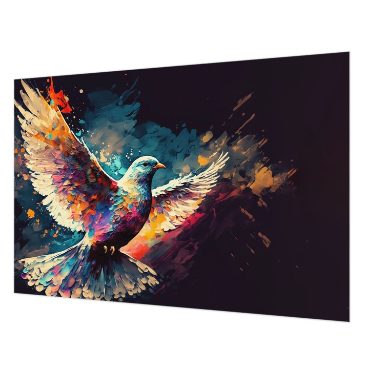 Rola Tapet Vlies De Perete, Wallfluent, Pasare colorata, Albastru, 152 x 104 cm, Art Deco, Adeziv Puternic, 010100060030000074334