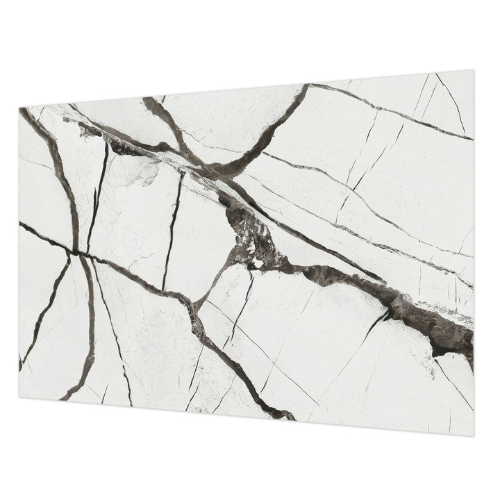 Tapéta Vlies Fali Dekoráció, Wallfluent, Márvány repedések, Fehér, 152 x 104 cm, Nem Szőtt, Modern Belsőépítészeti Dekoráció, 010100060030000281896