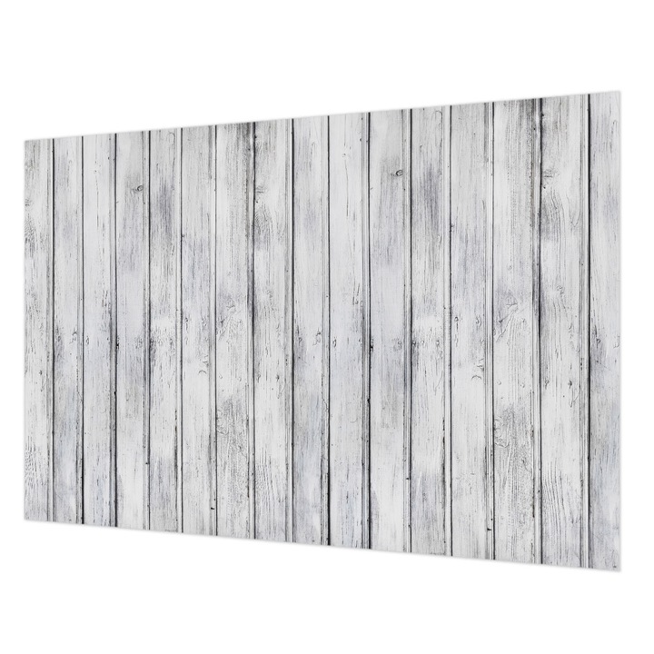Tapéta Vlies Fali Dekoráció, Wallfluent, Fa táblák, Fehér, 152 x 104 cm, Nem Szőtt, Modern Tapétatekercs, 010100060030000282496