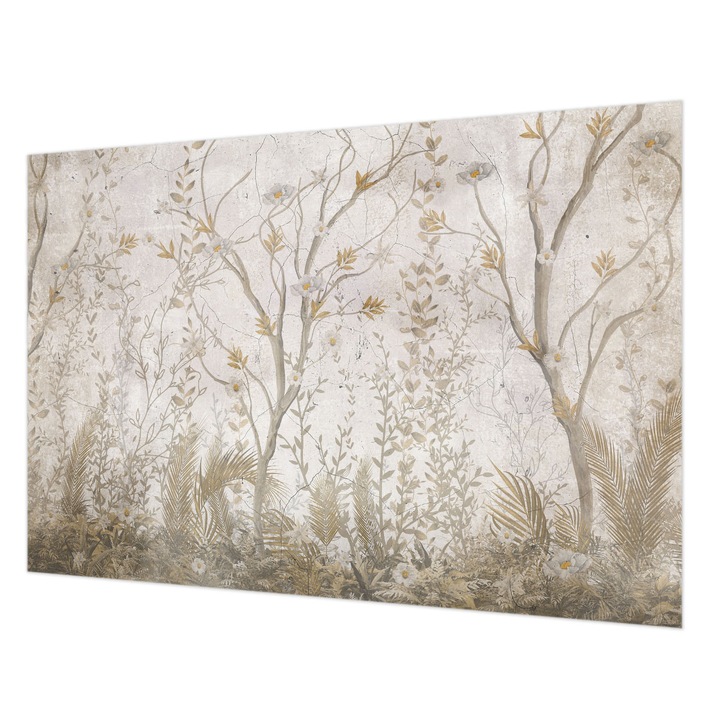 Tapéta Vlies Fali Dekoráció, Wallfluent, Egy erdei sarok, Bézs, 152 x 104 cm, Nem Szőtt, Modern Belsőépítészeti Dekoráció, 010100060030000282773