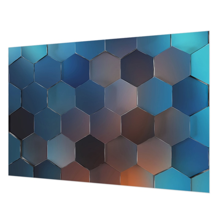 Tapéta Vlies Fali Dekoráció, Wallfluent, Kék hatszögek, Kék, 152 x 104 cm, Nem Szőtt, Nappaliba, Szobába, 010100060030000282856