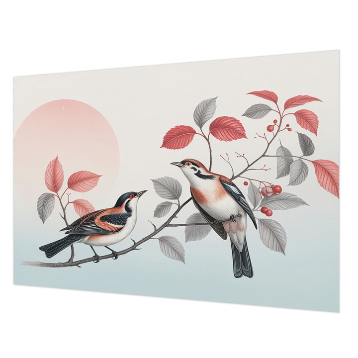 Dekor Tapéta, Wallfluent, Ülő madarak, Rózsaszín, 152 x 104 cm, Nem Szőtt, Dekoráció, 010100060030000284724