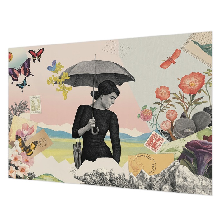 Tapéta Falra, Wallfluent, Romantikus kollázs, Rózsaszín, 152 x 104 cm, Nem Szőtt, Élénk Színek, 010100060030000284735