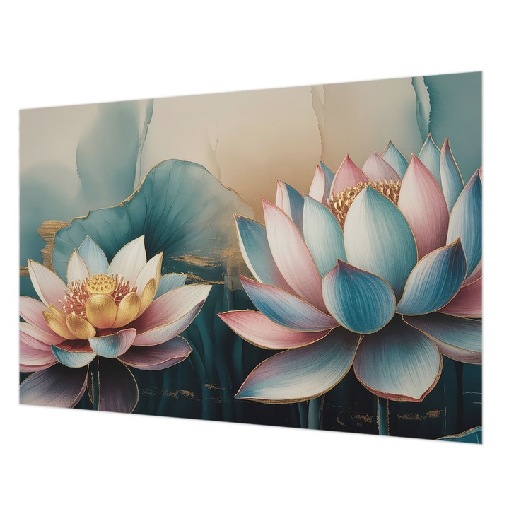 Fotótapéta Falra, Wallfluent, A harmónia lótuszai, Kék, 152 x 104 cm, Vlies, Élénk Színek, 010100060030000284765