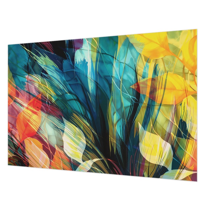 Tapéta Vlies Fali Dekoráció, Wallfluent, Absztrakt levelek, Kék, 152 x 104 cm, Nem Szőtt, Élénk Színek, 010100060030000284791