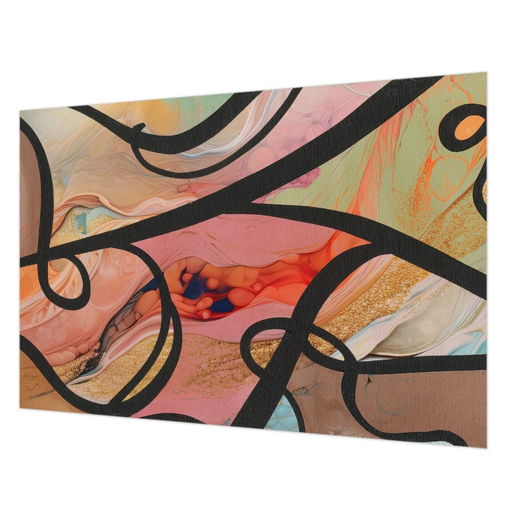 Tapéta Vlies Fali Dekoráció, Wallfluent, Színes mozgás, Narancssárga, 152 x 104 cm, Nem Szőtt, Élénk Színek, 010100060030000284793