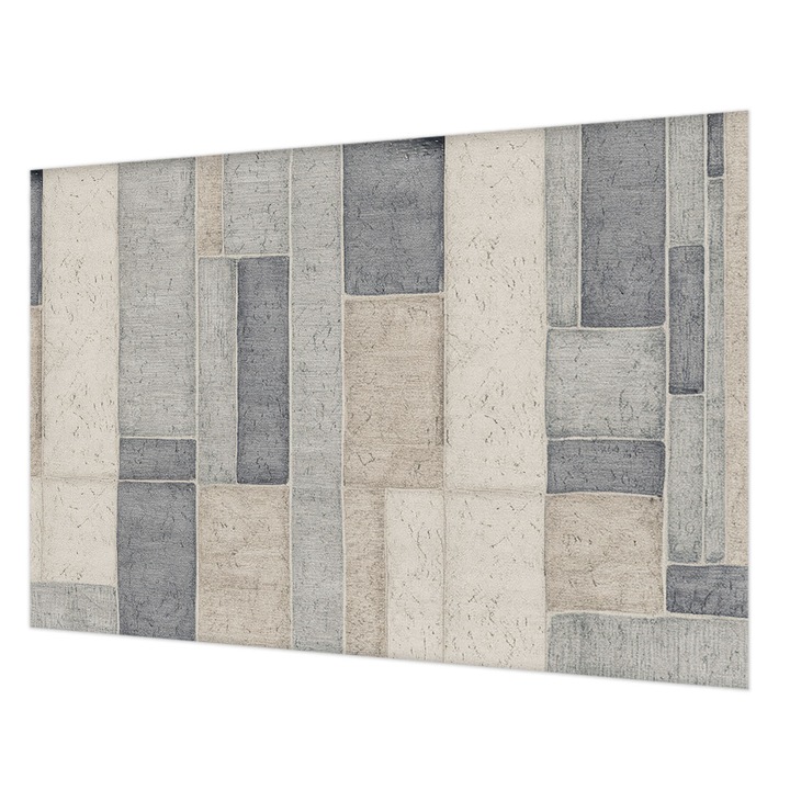 Tapéta Vlies Fali Dekoráció, Wallfluent, Geometrikus mozaik, Szürke, 152 x 104 cm, Nem Szőtt, Nappaliba, Szobába, 010100060030000284807