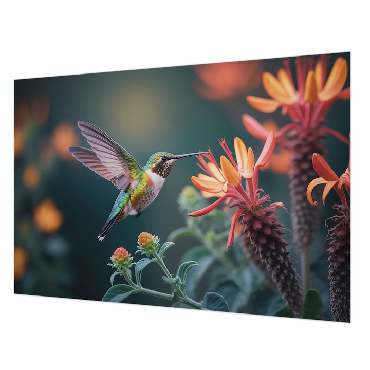 Dekor Tapéta, Wallfluent, Kolibri virágok, Zöld, 152 x 104 cm, Nem Szőtt, Élénk Színek, 010100060030000284817