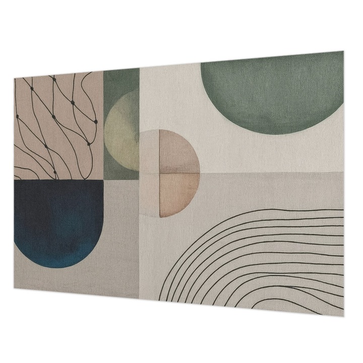 Dekor Tapéta, Wallfluent, Geometriai formák, Bézs, 152 x 104 cm, Vlies, Könnyen Felszerelhető, 010100060030000284832