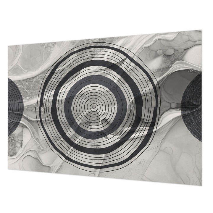 Dekor Tapéta, Wallfluent, Szürke körök, Fekete és fehér, 152 x 104 cm, Vlies, Élénk Színek, 010100060030000284815