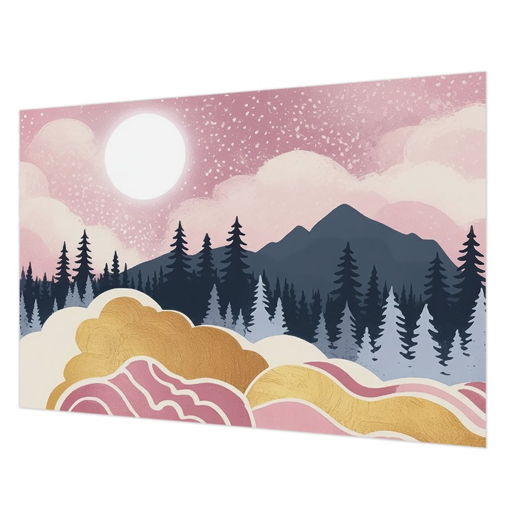 Tapéta Vlies Fali Dekoráció, Wallfluent, Rózsaszín naplemente, Rózsaszín, 152 x 104 cm, Nem Szőtt, Stílusos, 010100060030000284901