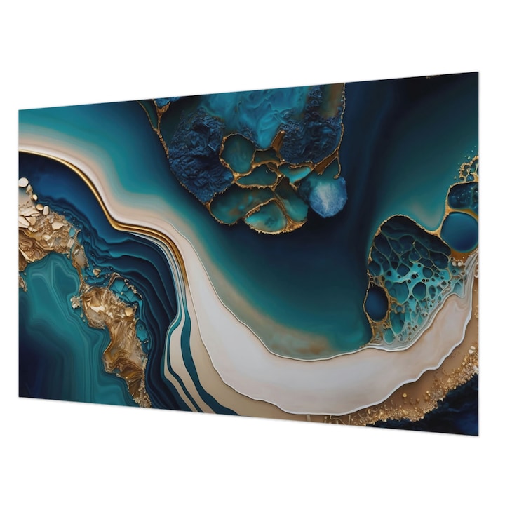 Dekor Tapéta, Wallfluent, Színes absztrakció, Türkiz, 104 x 70 cm, Vlies, Modern Dizájn, 010100060020000282564